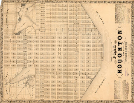 Plan of Houghton, La Pointe Co., Wisconsin survey & drawing by G.L. Brunshweiler. ~ Wisconsin Historical Society