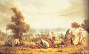 "Ojibwa village near Sault Ste Marie" by Paul Kane in 1845. ~ Wikipedia.org