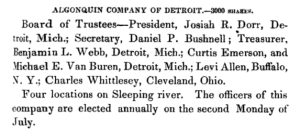 "Algonquin Company of Detroit." ~ Reports of Wm. A. Burt and Bela Hubbard, by T. W. Bristol, 1846, page 97.