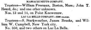 "Massachusetts Company" ~ Reports of Wm. A. Burt and Bela Hubbard, by J. Houghton Jr and T. W. Bristol, 1846, pages 101.