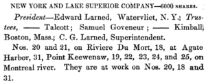 "New York and Lake Superior Company" ~ Reports of Wm. A. Burt and Bela Hubbard, by J. Houghton Jr and T. W. Bristol, 1846, pages 93-94.